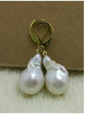 Huge AAA natural baroque white pearl earrings 14K/20 | Украшения и аксессуары