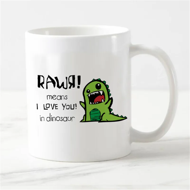 Горячая забавная кружка Rawr означает что я люблю тебя в динозавре кофейная чайная чашка для обесцвечивания