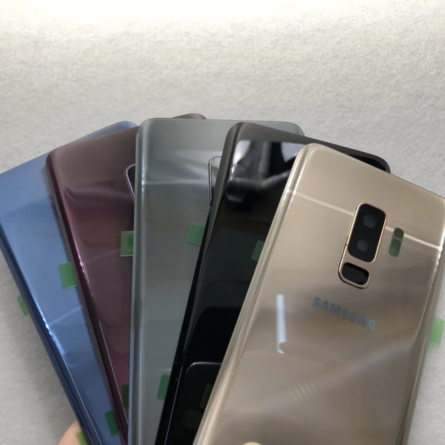 Для samsung Galaxy S9 G950 S9 Plus G965 S9+ стеклянная задняя крышка батарейного отсека для дверного корпуса Замена запчастей наклейка стекло для камеры