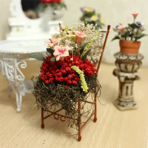 

A01-X492 children baby Toy 1:12 Dollhouse mini Miniature rement Doll accessories Red lily chair flower 1pcs