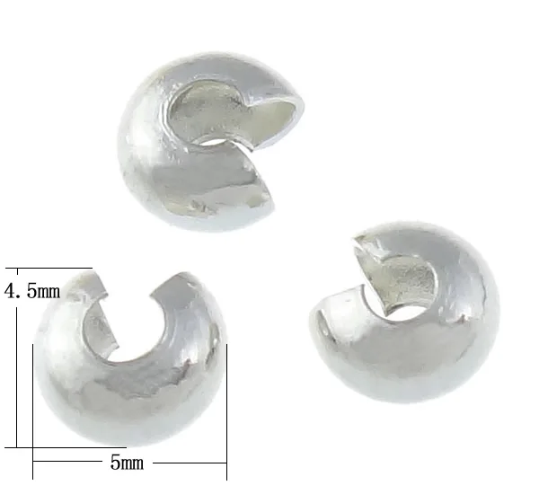 Free Shipping Wholesale 200PCS Crimp Beads 5mm Gold Silver Plated Conceal Knot cover Tube End Bead Cover | Украшения и аксессуары