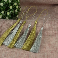 mibrow 30pcslot 80mm long gold color rayon thread silk tassels earrings charms tassels for diy jewelry making borlas piel