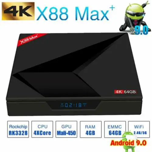 

ТВ-приставка X88 MAX, 4 ГБ/64 ГБ, Android 9,0, четырехъядерный процессор RK3328, медиаплеер, ТВ-приемник