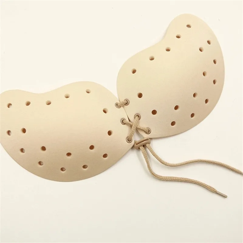 100pcs/Woman's Sexy Strapless Push Up Invisible Bra Front Drawstring Hole Design