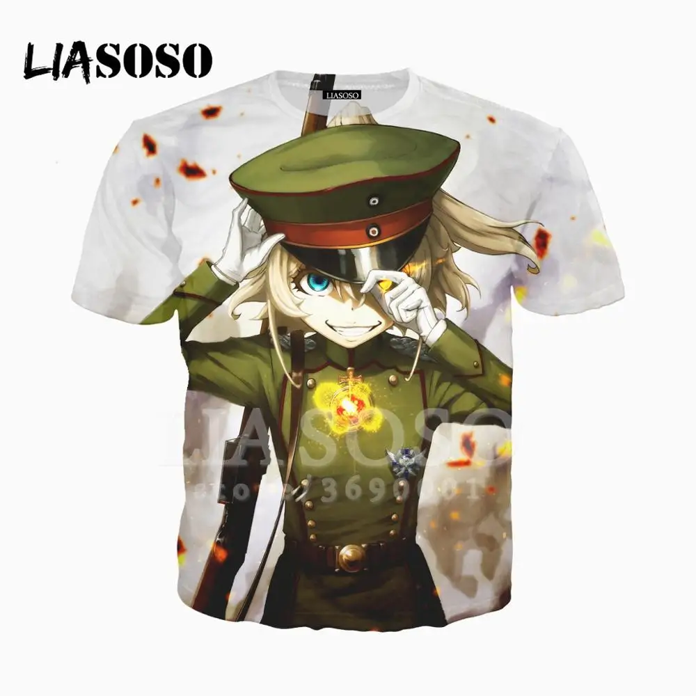 LIASOSO, 3D принт, для женщин и мужчин, японское аниме, Youjo Senki Tanya Degurechaff, футболка, летняя футболка, хип-хоп пуловер, короткий рукав, X1575 - Цвет: 18