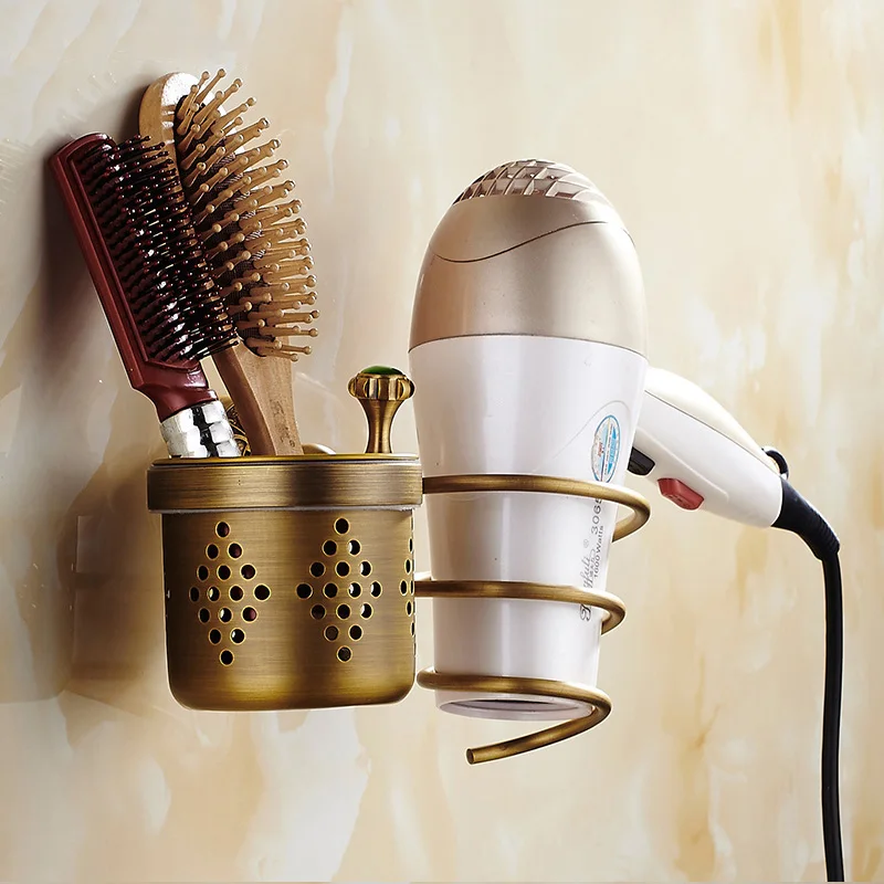 Bathroom Shelves Hair Dryer Holder Wall Mounted Antique Brass Nail Cliper Comb Storage Shelf Hardware SSL-S23 | Обустройство дома