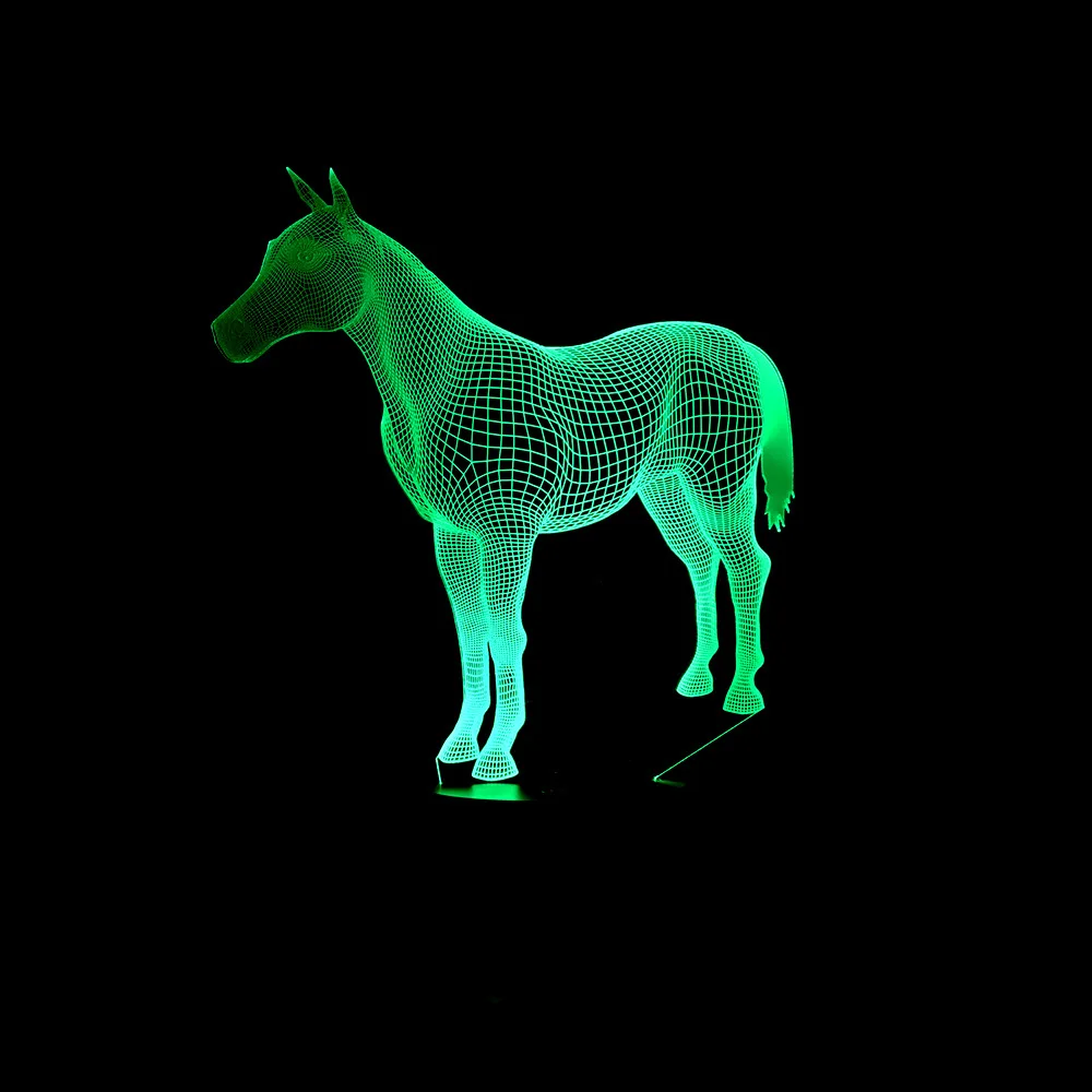 Новые животные лошадь 3d ночник 7 Красочные сенсорный пульт Usb подарки светильники