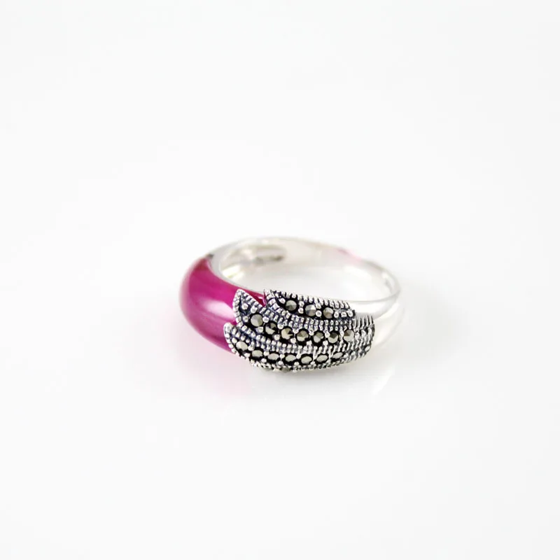 

High quality women jewelry natural semi-precious stones 925 Sterling Silver Red corundum girls Bohemia retro rings lovers gift