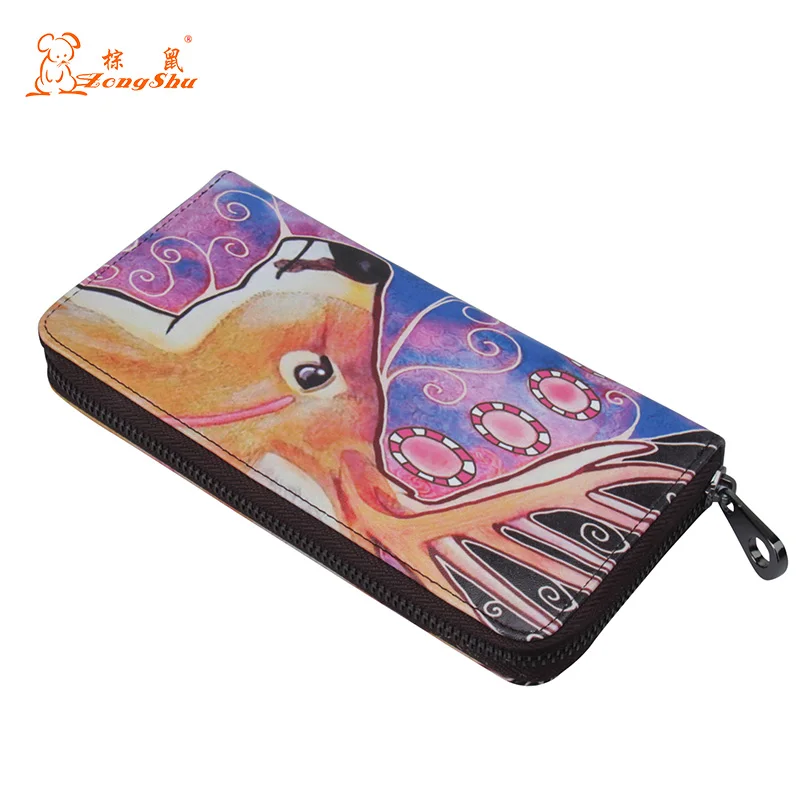 Genuine Leather&ampPU lady's long purse Wallet Floral Printed Purse Portable Money Bag Card Holder fold Coin | Багаж и сумки