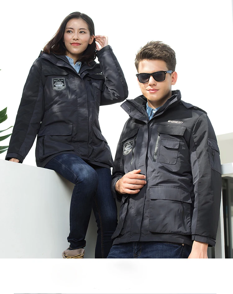 Men Women's Winter 2 Pcs Inside Cotton-Paded Jackets Outdoor Sport Waterproof Thermal Hiking Ski Mountain Climbing Jackets Coats