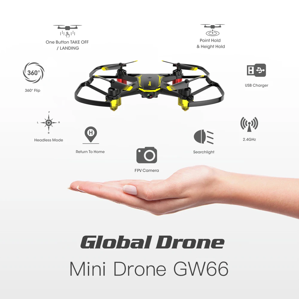 Дрон GW66 мини WIFI FPV Дроны с камерой RC вертолет Квадрокоптер дистанционным