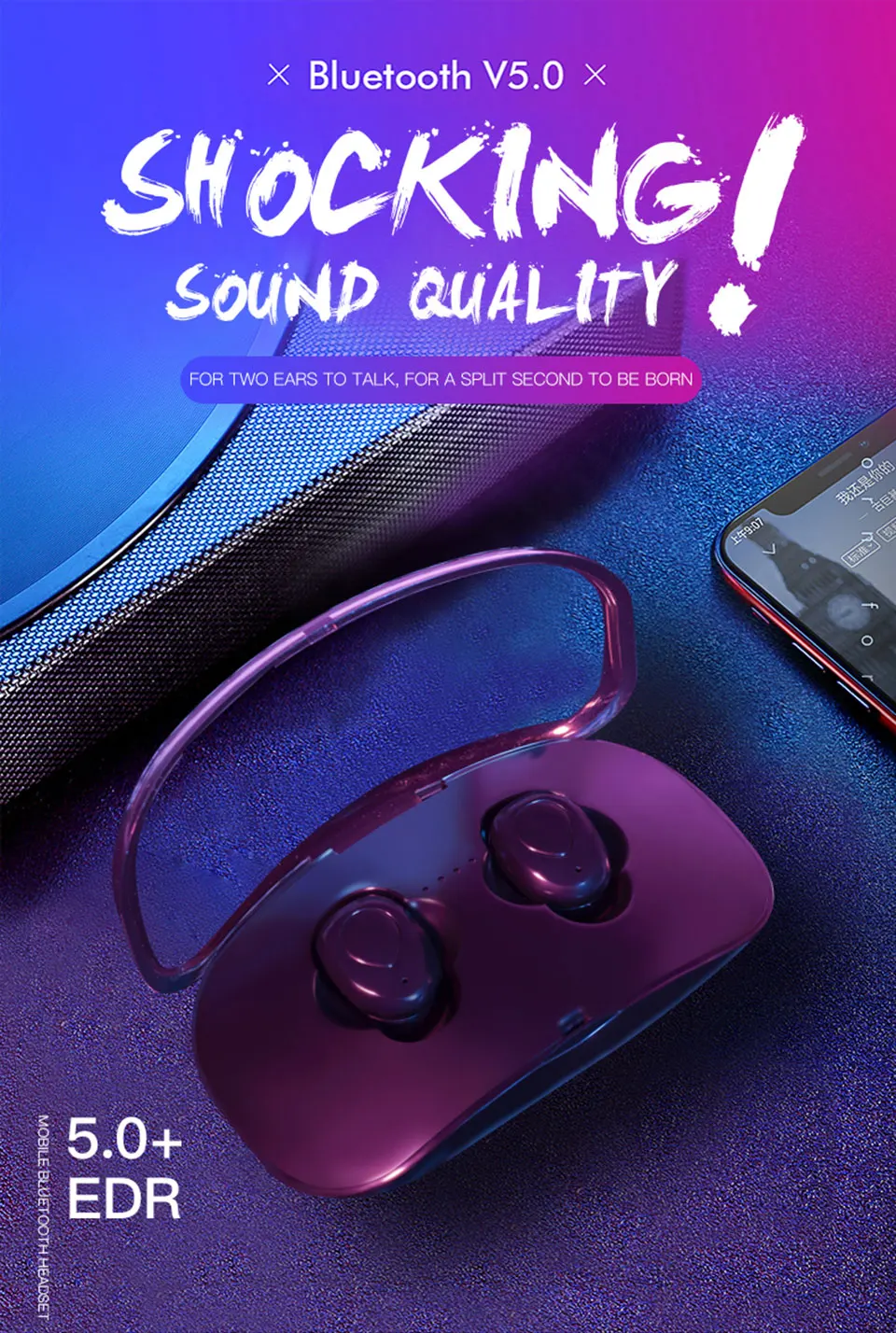 TIANENHUI TWS XI8S Bluetooth наушники 5,0+ EDR Мини наушники Беспроводная гарнитура спортивные наушники 500 мАч чехол с зарядным устройством и микрофоном