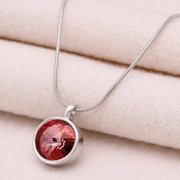Real Rhodium Plated Женское модное ожерелье s& подвеска, ювелирное изделие, классическое ожерелье, кулон, золотой цвет, австрийские кристаллы, подвески, ювелирное изделие, X0217 - Окраска металла: Real Rhodium Plated