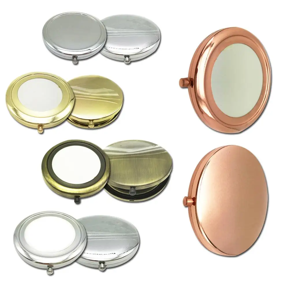 

1Pc New Makeup Mirror Portable Solid Color Metallic Round Shape Cosmetic Makeup Tool Fashion Pop-Up Dual-Side Pocket Mirror