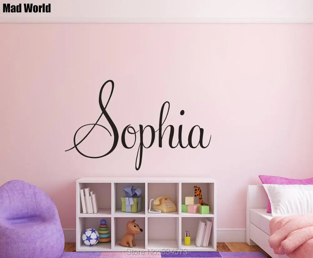 

Персонализированные наклейки на стену с именем девушки, детские наклейки с именем, настенные наклейки, украшение для дома «сделай сам», съе...