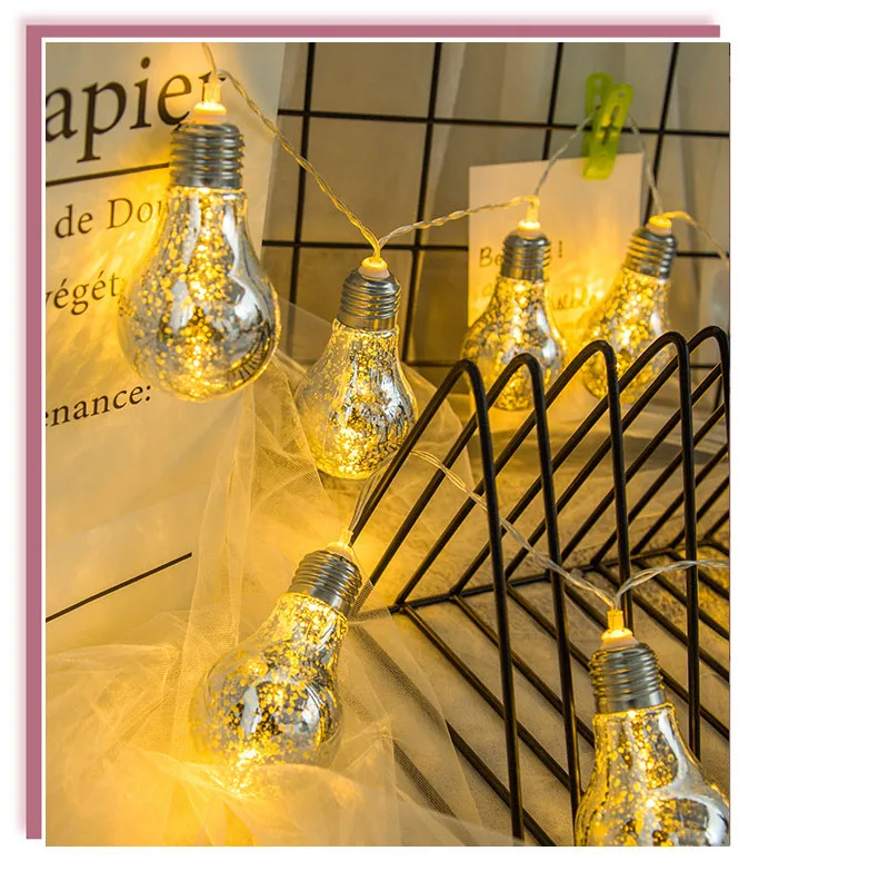 20Led серебряное покрытие лампочка эдисона батарея операции струнные светильники