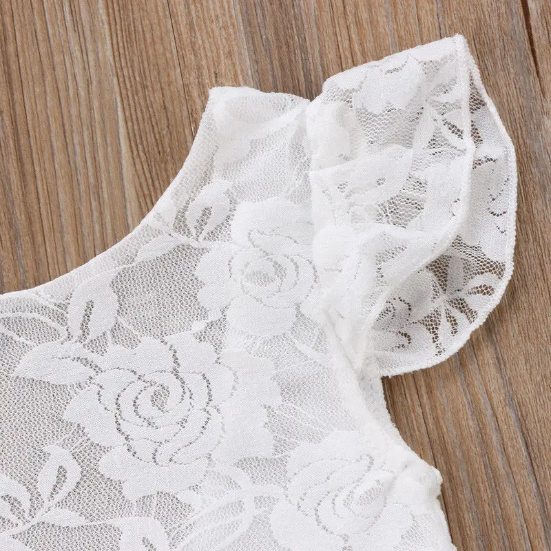 Новинка 2018 модная одежда для маленьких девочек кружевной комбинезон с цветочным