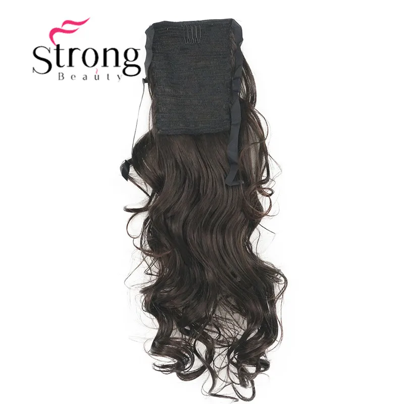 StrongBeauty 2" волнистая Накладка для волос для женщин премиум синтетического волокна 120 г-130 г завязывается заколка для хвоста в наращивание волос