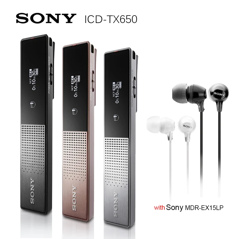 Professional Sony 16GB Capacity Digital Voice Recorder Stero Microphone Micro USB Connector Dictaphone ICD-TX650 with Earphone |