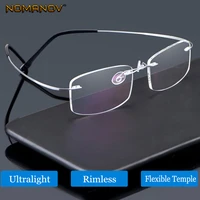nomanov new b titanium only 2g ultra light bomb rimless reading glasses black and silver frame 0 75 1 1 25 1 5 1 75 to 4