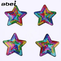 10pcslot iron on sequined star patch diy apparel fabric appliques sew on jeans backpack shirt stickers handmade coats badge