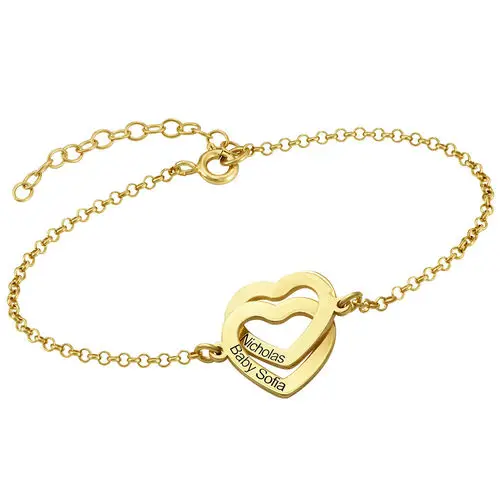 custom name bracelet personalized double heart shape women Birthday gift Wedding Christmas Gift family lover forever | Украшения и