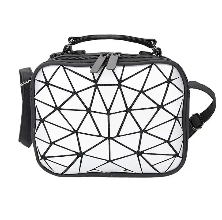 White triangle MAGICYZ женские лазерные светящиеся сумки маленькие сумки через плечо для женщин сумка на плечо геометрическая Клетчатая Мужская Сумка женская кожаная сумочка - Цвет: White triangle