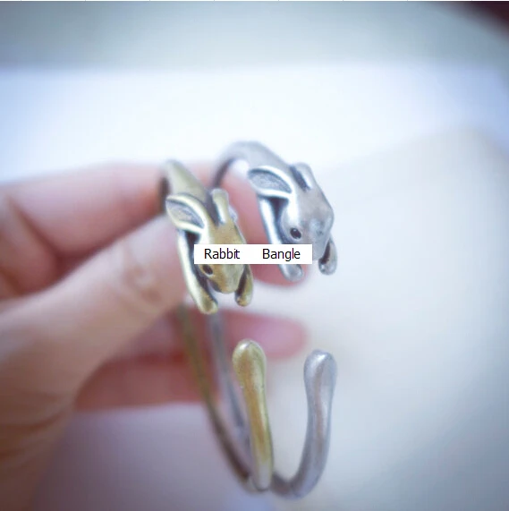 

Wholesale Adjustable Vintage Bunny hare jewelry Animal Rabbit Bangle 12Pcs/Lot