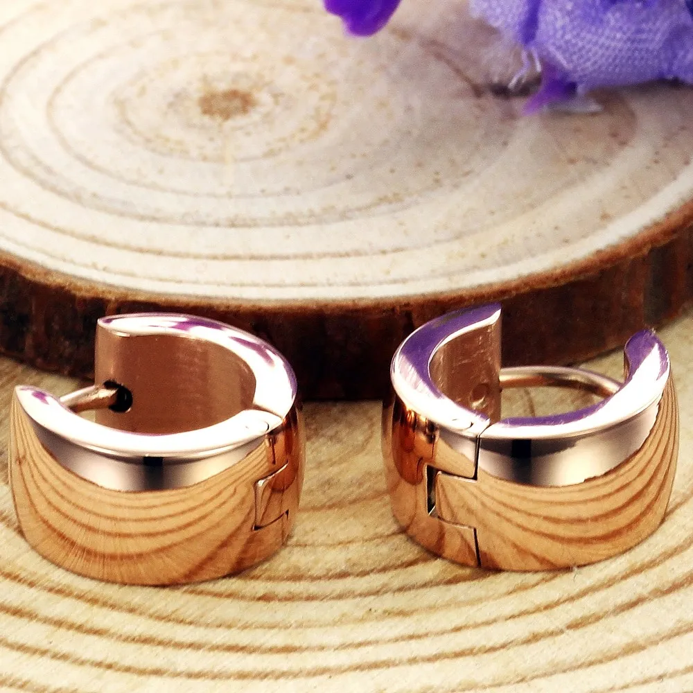 New ladies earrings jewelry Simple models Rose gold-color smooth titanium steel simple design | Украшения и аксессуары
