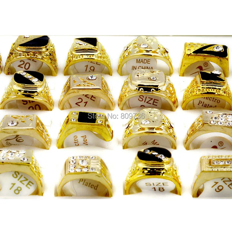5 шт. модные ювелирные изделия мужские кольца золотого цвета стразы горячая