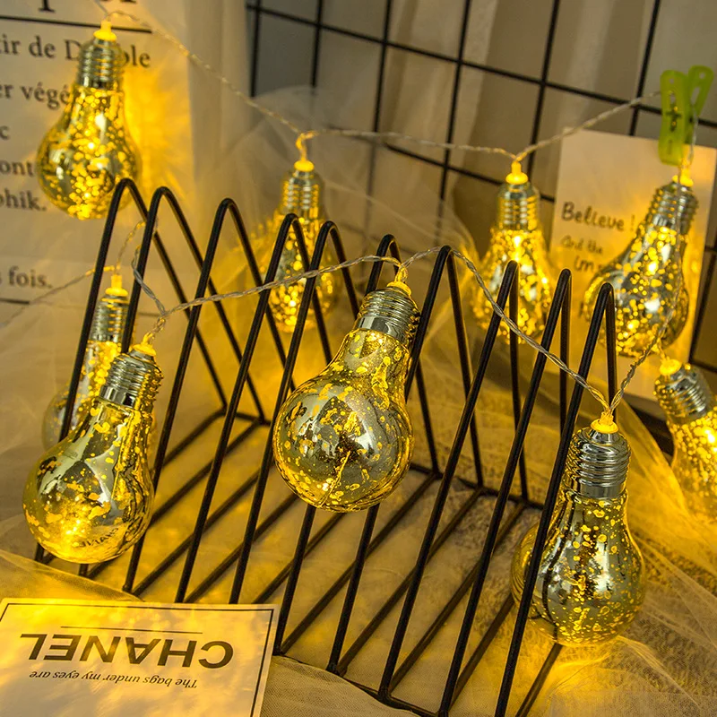 20Led серебряное покрытие лампочка эдисона батарея операции струнные светильники