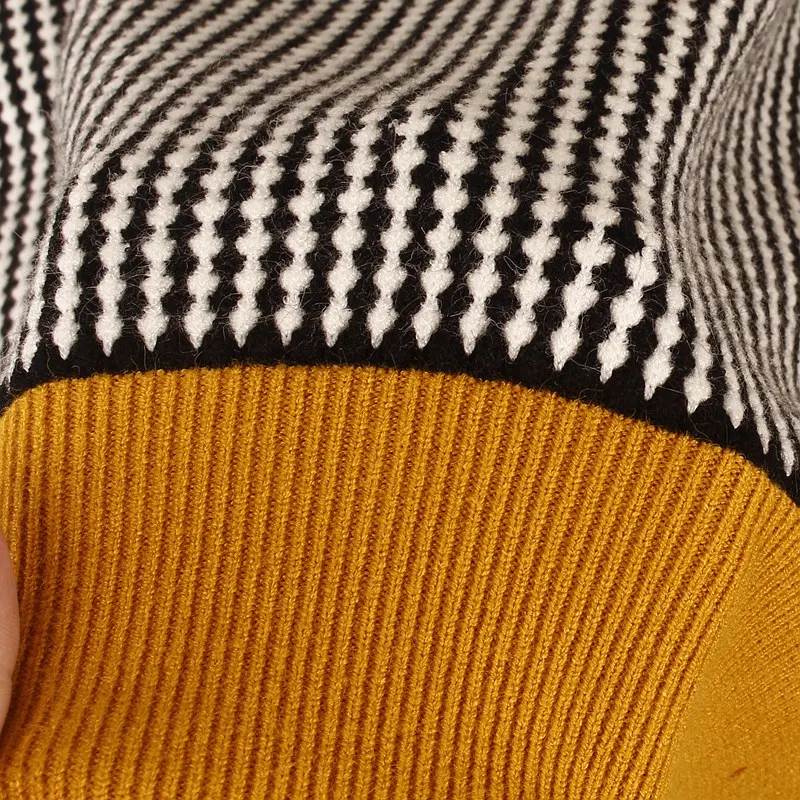 GIGOGOU High Quality Striped Women Autumn Winter Sweater Thick Lantern Sleeve Knitted Pullover and Loose Female Jumper | Женская одежда
