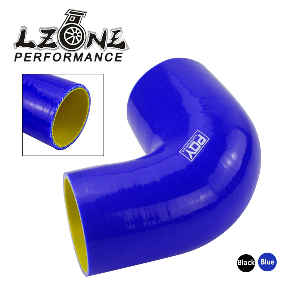 

LZONE - 2.5"-3" 63mm-76mm 90 Degree Elbow Reducer Silicone Hose Pipe Turbo Intake Blue / Black with inner yellow JR-SH9025030-QY
