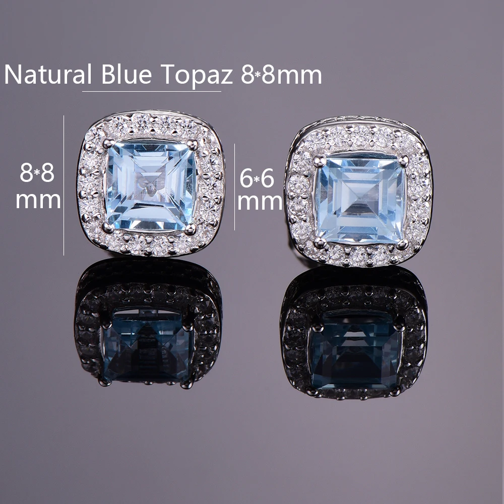 Buulooai 1.7ct натуральные серьги с голубым топазом из натурального серебра 925 пробы