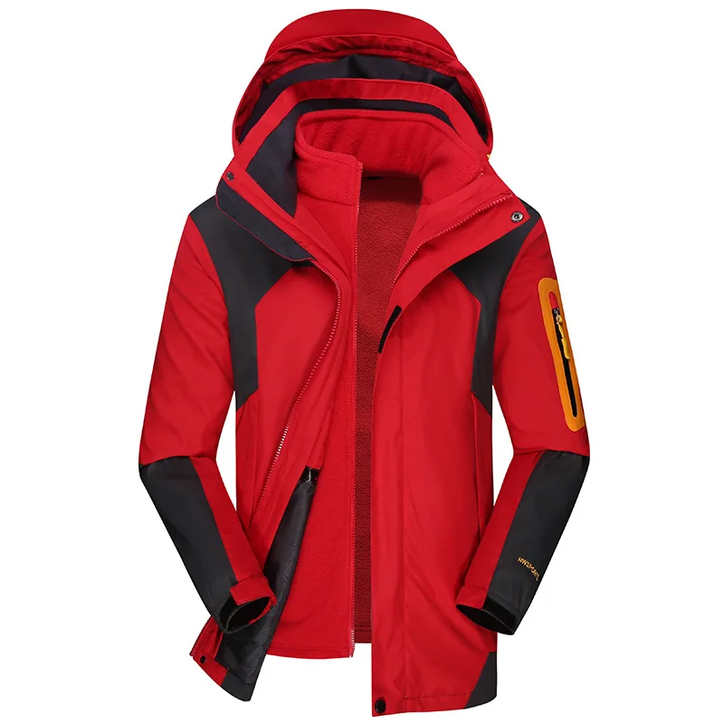 Red 5XL мужская зимняя водонепроницаемая походная Лыжная Треккинговая куртка 3 в 1, дышащая верхняя одежда - Цвет: Red