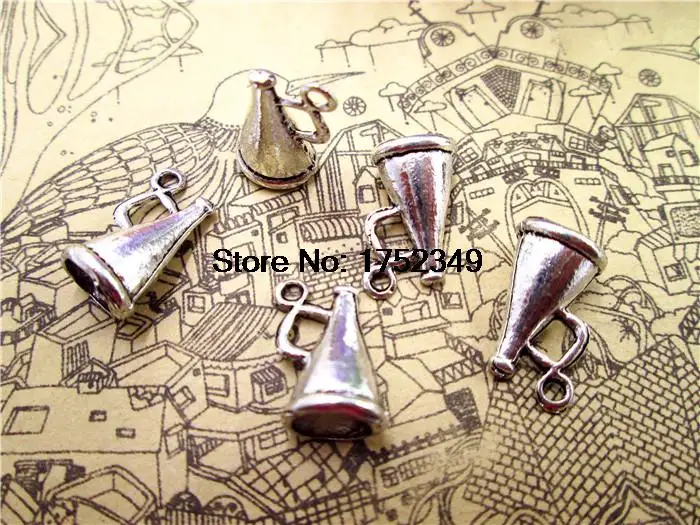 

125pcs--Cheerleader Megaphone Charms, Antique Tibetan Silver 3D Megaphone charm Pendants 16x9mm