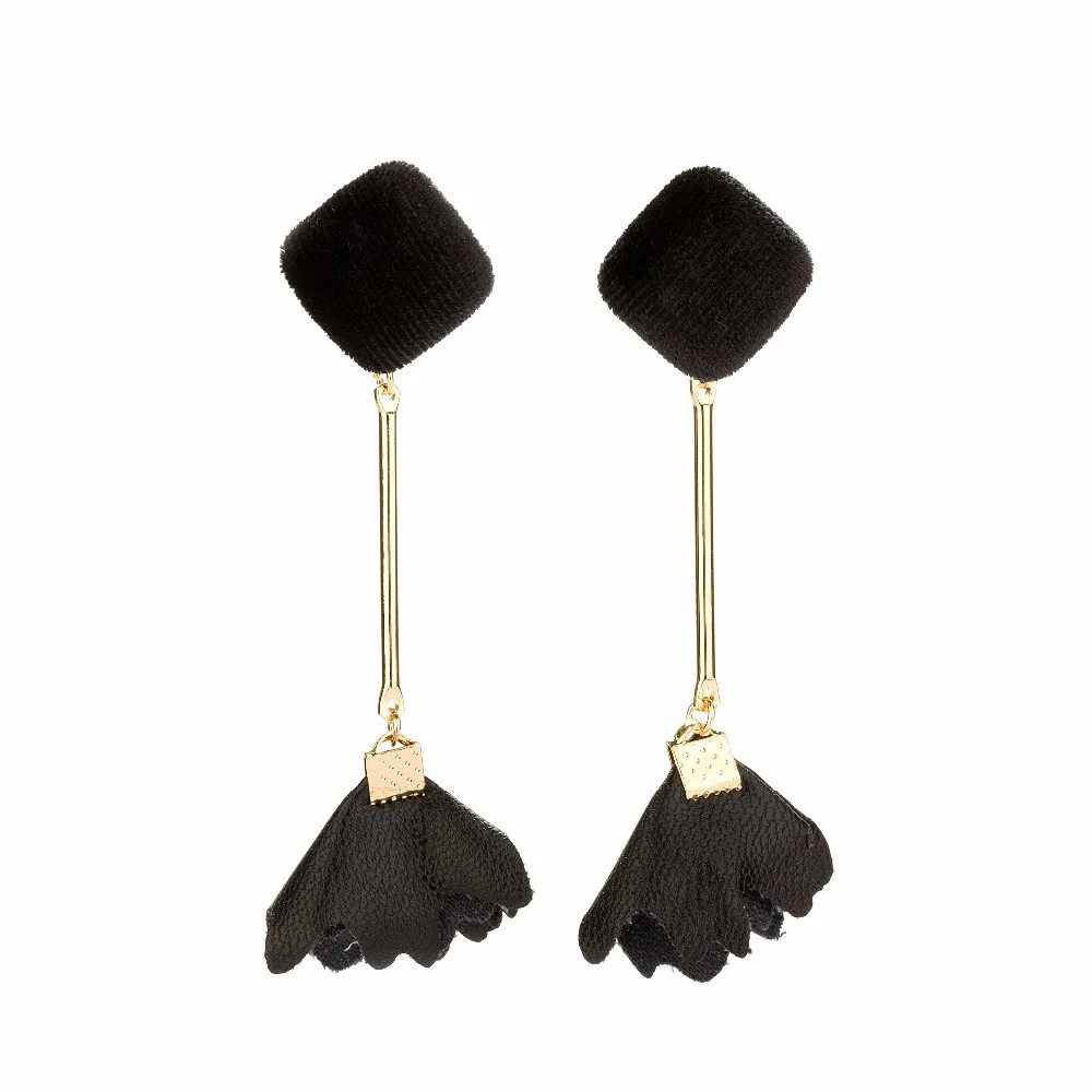 Black Leather Tassel Ear Line Earrings For Women 2017 New Long Statement Brincos Pendientes Oorbellen Orecchini | Украшения и