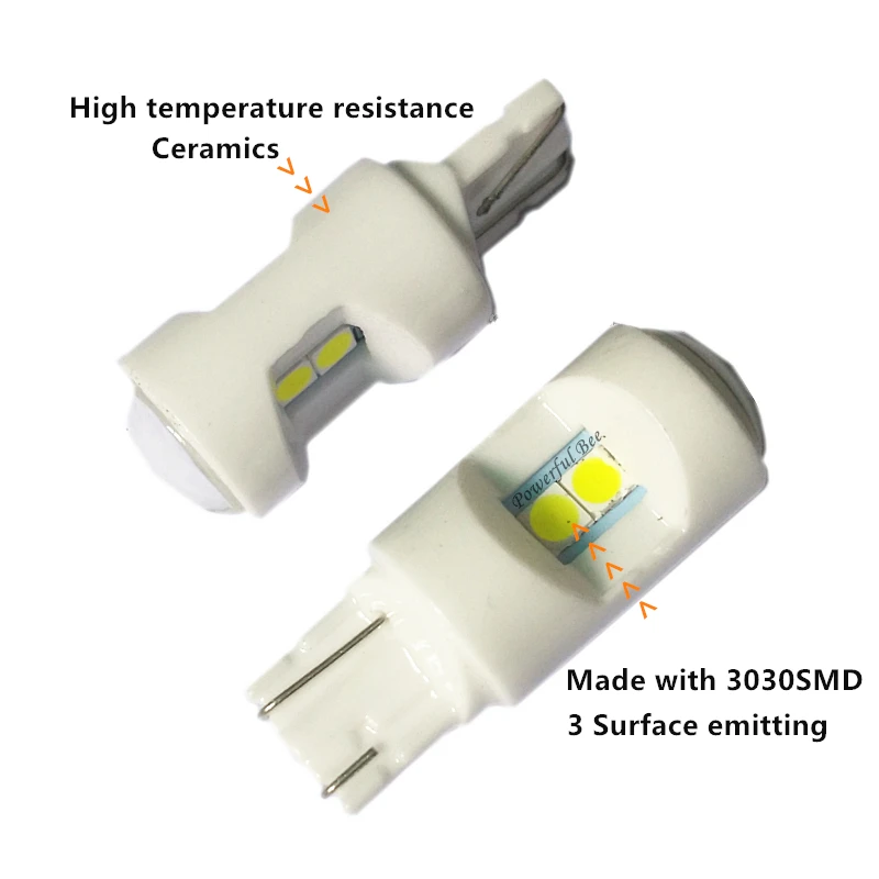 2 шт. керамичессветодиодный Светодиодные Автомобильные лампы 6 Вт T10/W5W 3030SMD
