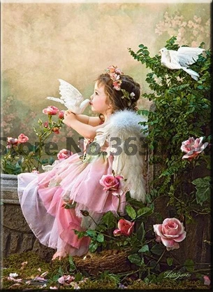 Angel Girl полный квадрат/круглая дрель DIY алмазная живопись голубь 5D вышивка