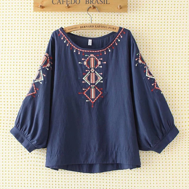 

Plus Size Women Floral Flower Embroidery t shirt Casual Tops Loose T-Shirt