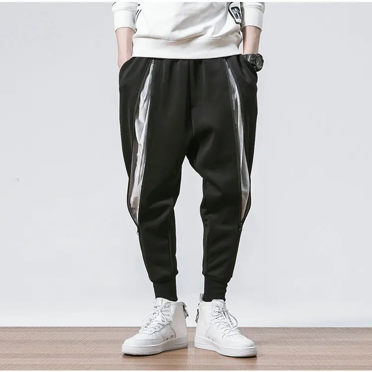 Черный Mens Joggers Pants Baggy Hip Hop Japanese Fashion Streetwear Men Pants Casual Korean Street Style Harajuku Sweatpants Homme - Цвет: Черный