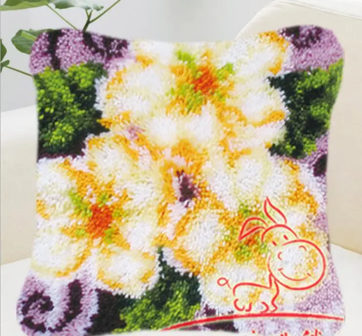 Цветной Цветок защелка крюк наволочка вышивка крестиком ковры из гобелена | Дом и