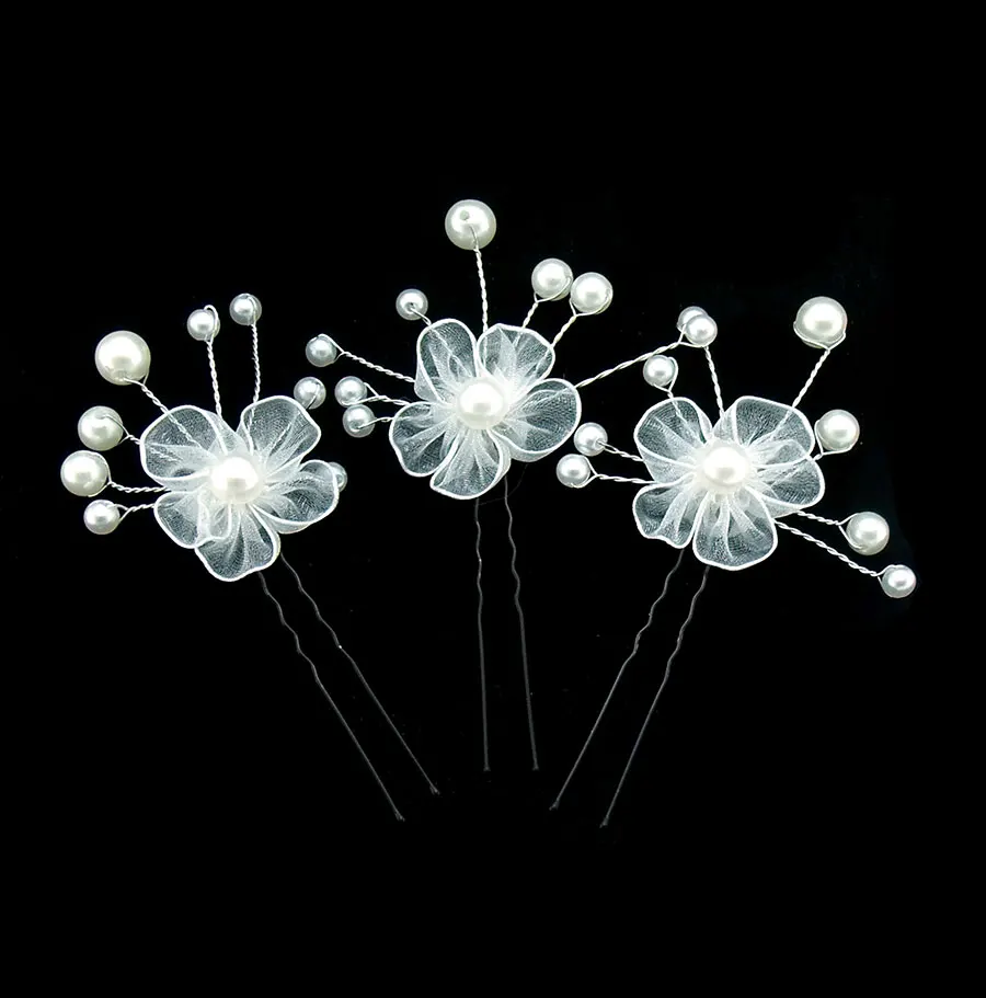 

6Pcs Wedding Bridal White Flower Pearl Hair Pin Hair Accessory A-9