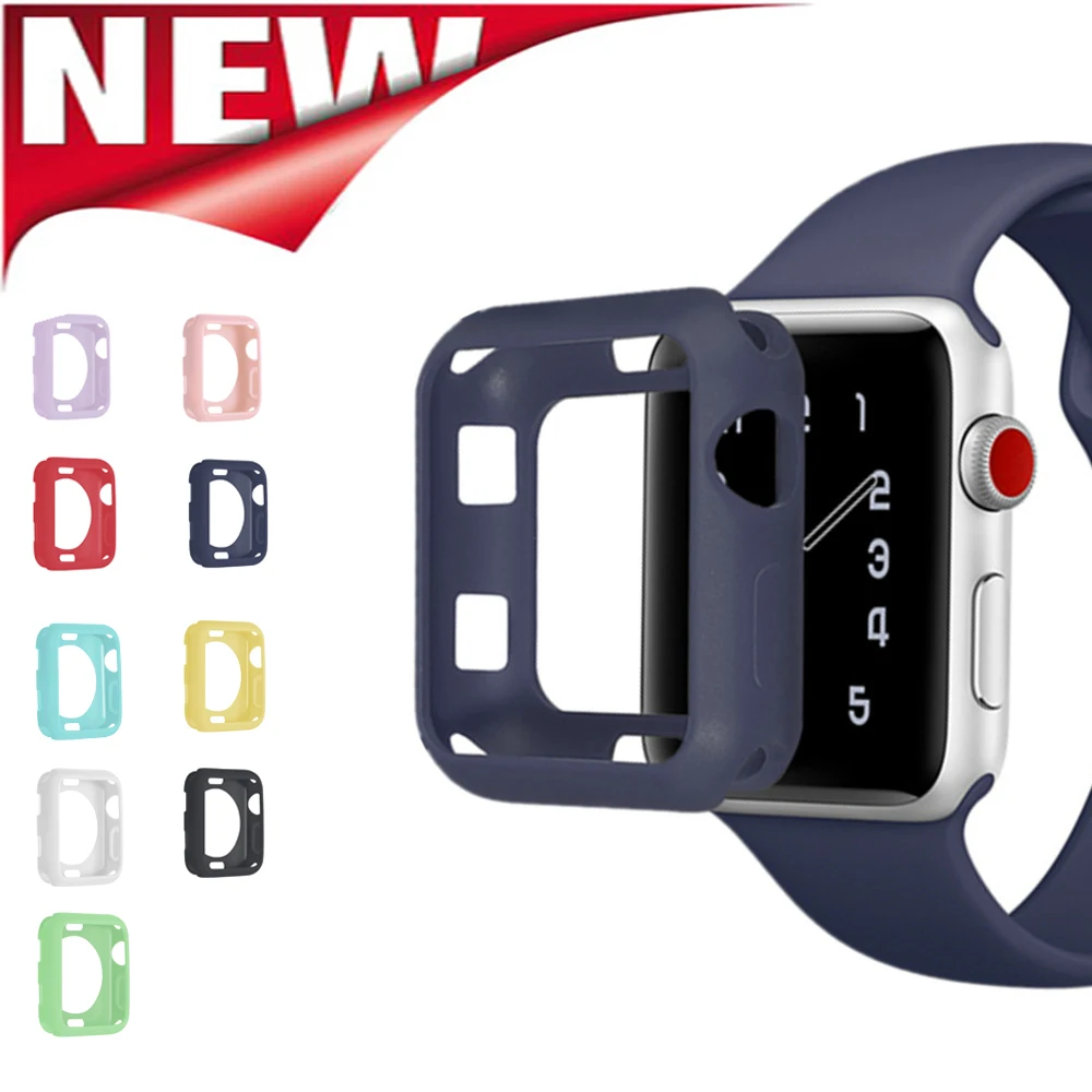 Защитный чехол из ТПУ для Apple Watch Series 4 3 2 1 42 мм силиконовый стильный мягкий цветной