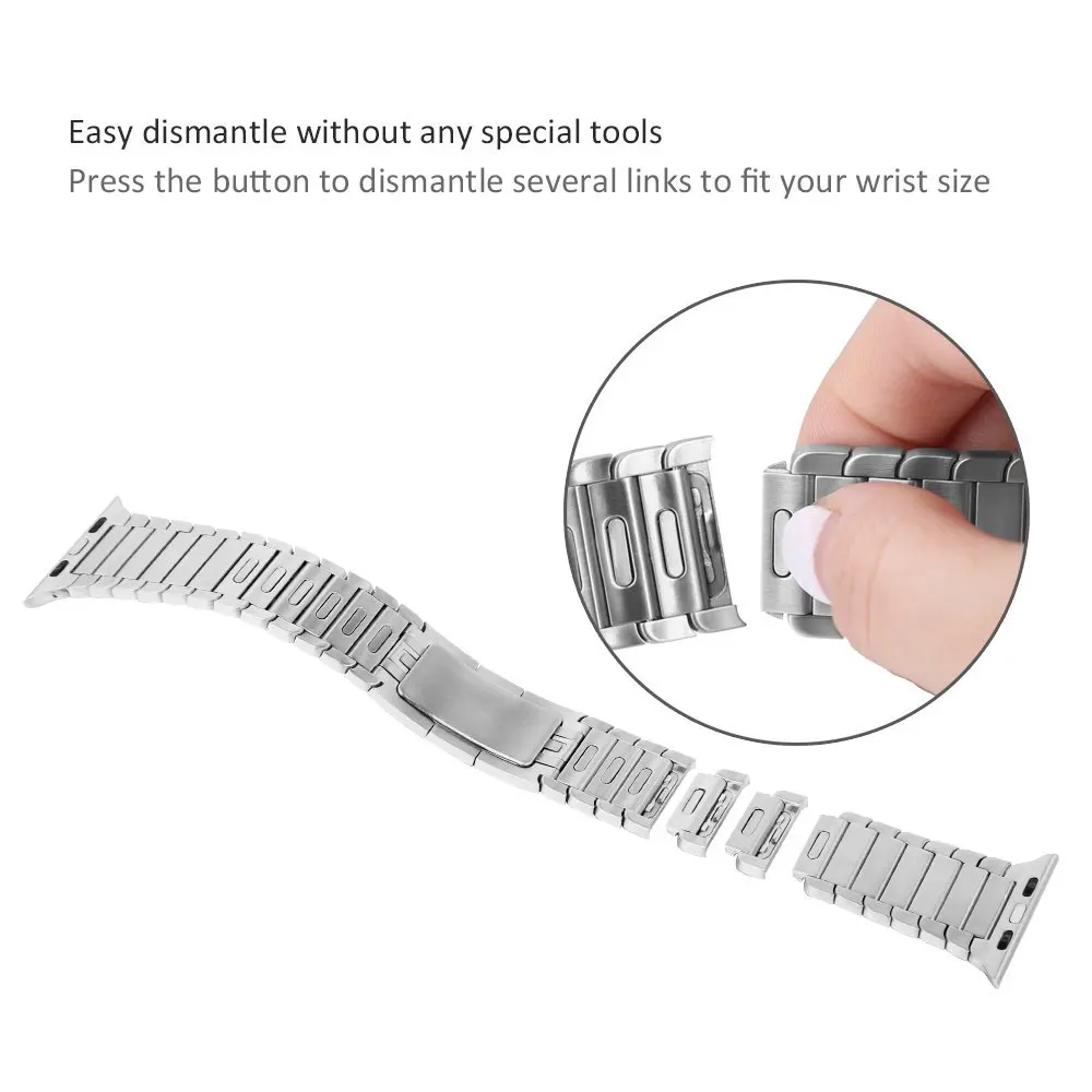 Модные наручные часы для apple watch series 5 4 3 2 1 ремешок из нержавеющей стали для iwatch edition 38 4 42 44 мм браслет
