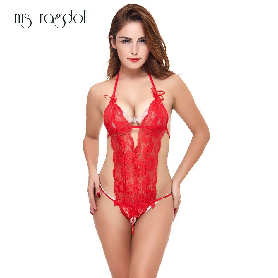 2019 Sexy Lingerie Hot Erotic Lace Deep V Neck Teddy Underwear Lenceria Costume Hollow Out Women Ladies Nightdress Nightsuits |