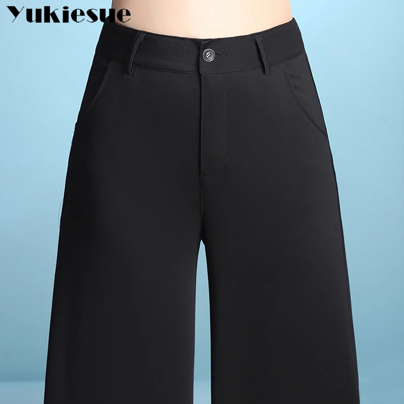 Широкие брюки Капри женские 2018 летние с высокой талией свободные Формальные