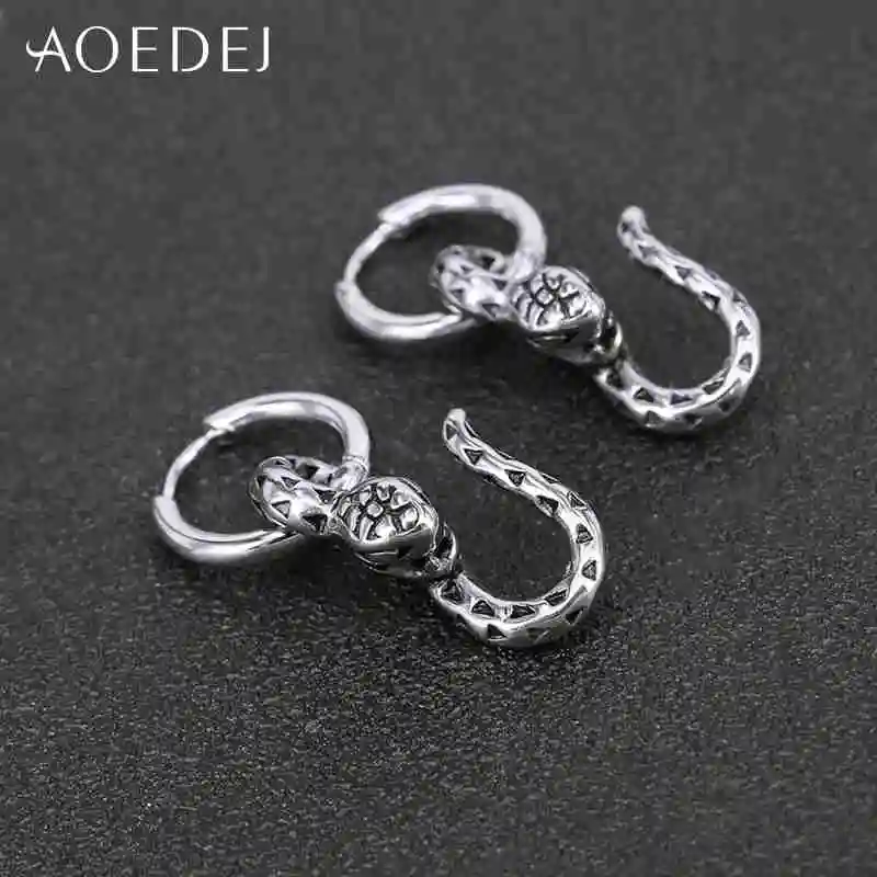 AOEDEJ, круглые серьги, маленькие серьги-кольца для женщин и мужчин, нержавеющая сталь, Винтажные серьги в виде черепа, серьги в виде черепа, женские серьги