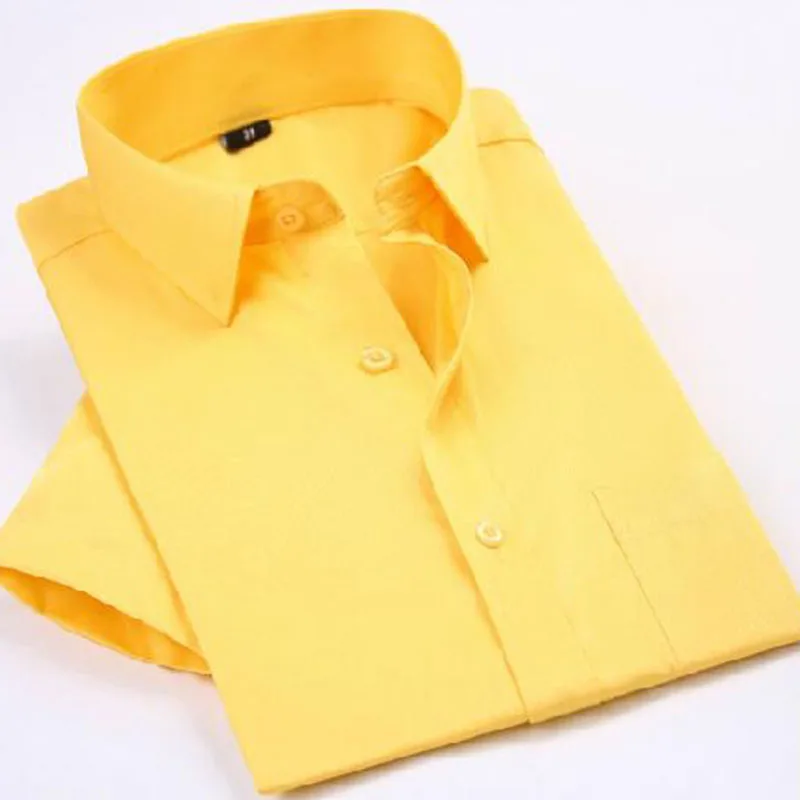 Мужские однобортные рубашки с коротким рукавом Camisa однотонные дышащие удобные