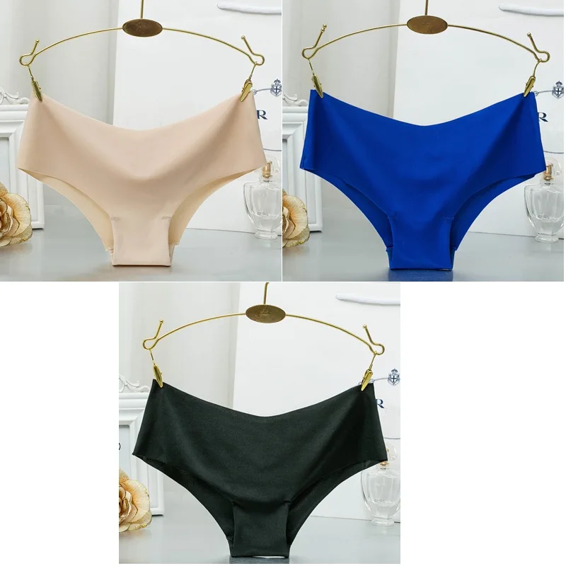 beige blue black 3 шт., высокое качество, женские бесшовные леопардовые трусики, комфортные ультра-тонкие трусики, нижнее белье, женские сексуальные трусики с оборками - Цвет: beige blue black